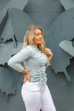 New Perspective Blue Runched Top