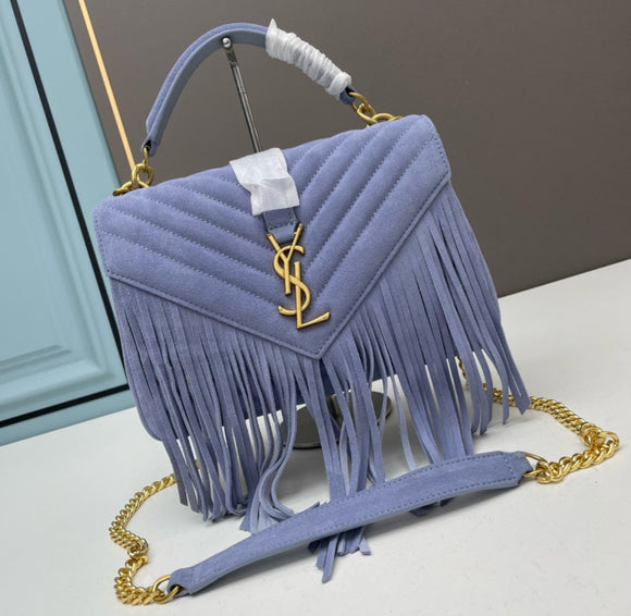 PRE-ORDER College Suede Fringe Periwinkle