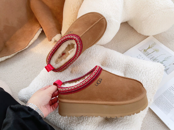 PRE-ORDER Shoes Platform Tazz Suede Clogs Chesnut