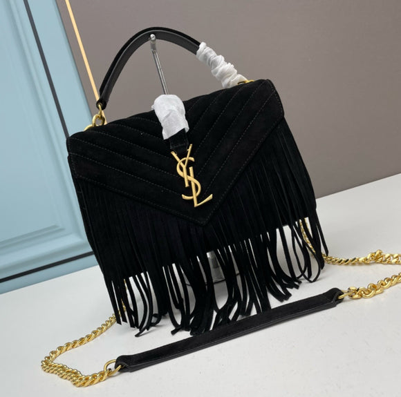 PRE-ORDER College Suede Fringe Black