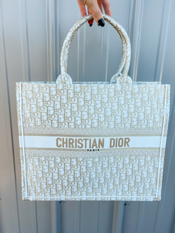 IN STOCK Tote Book Large White Gold