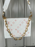 PRE-ORDER Coussin White with Light Pink Crossbody Chain Bag