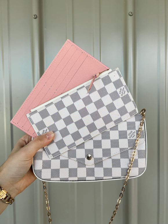 PRE-ORDER Rectangle White Check Crossbodyl