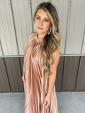 Bronze Goddess Halter Maxi Dress
