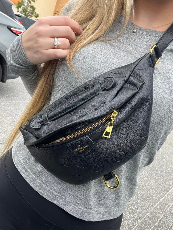Louis+Vuitton+Bum+Bag+Belt+Bag+Black+Leather for sale online