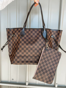 PRE-ORDER Neverfull MM Brown Checkered with Pink
