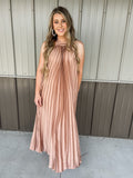 Bronze Goddess Halter Maxi Dress