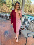 Double Take Burgundy Pink Midi Dress
