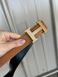 PRE-ORDER Belt Gold H Reversible